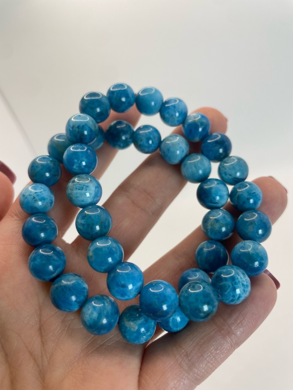 ONE Blue Apatite Beaded Stretch Bracelet - 10mm (0103)